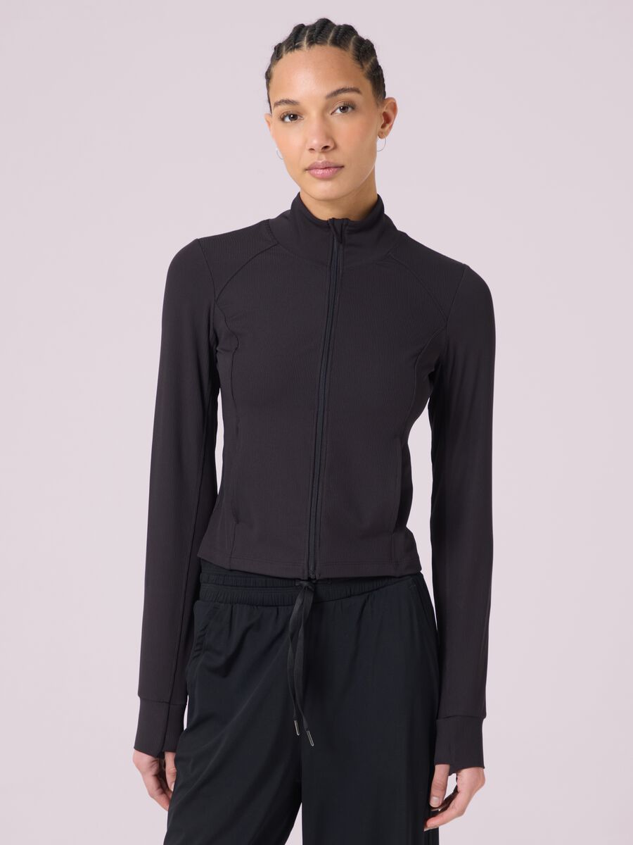ALTAVIA STUDIO ribbed stretch fabric sport full-zip_1
