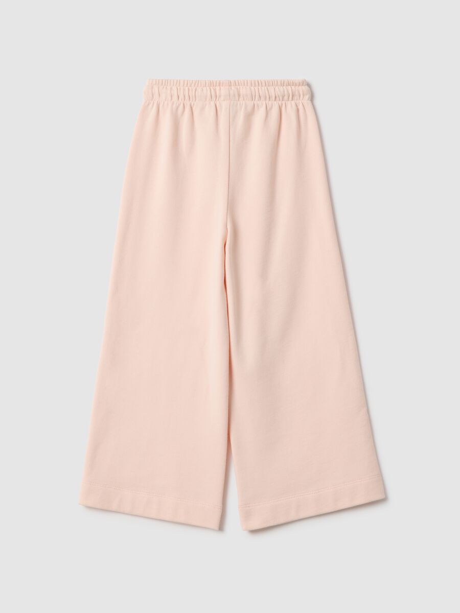 Girls' Wide Leg Pink Cotton Trousers_1