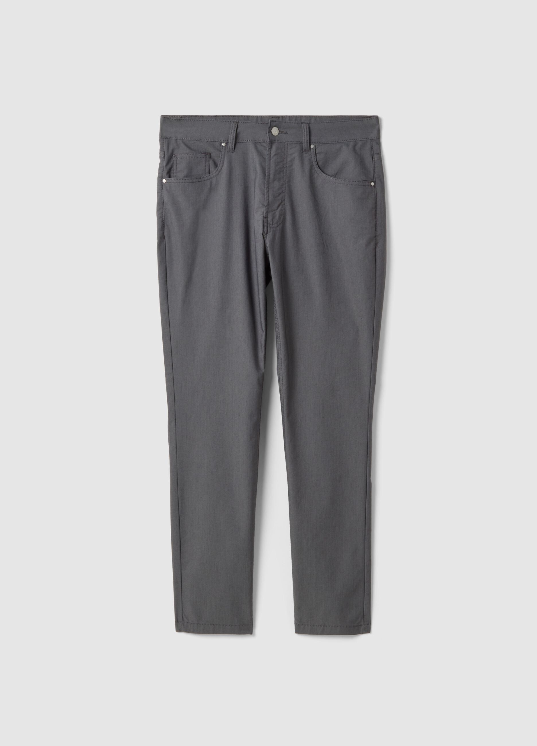 Grey stretch cotton blend slim fit chino trousers