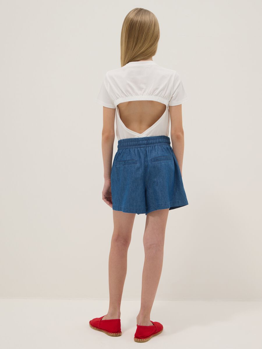 Girls' Pure Cotton Blue Denim Regular Fit Shorts_1