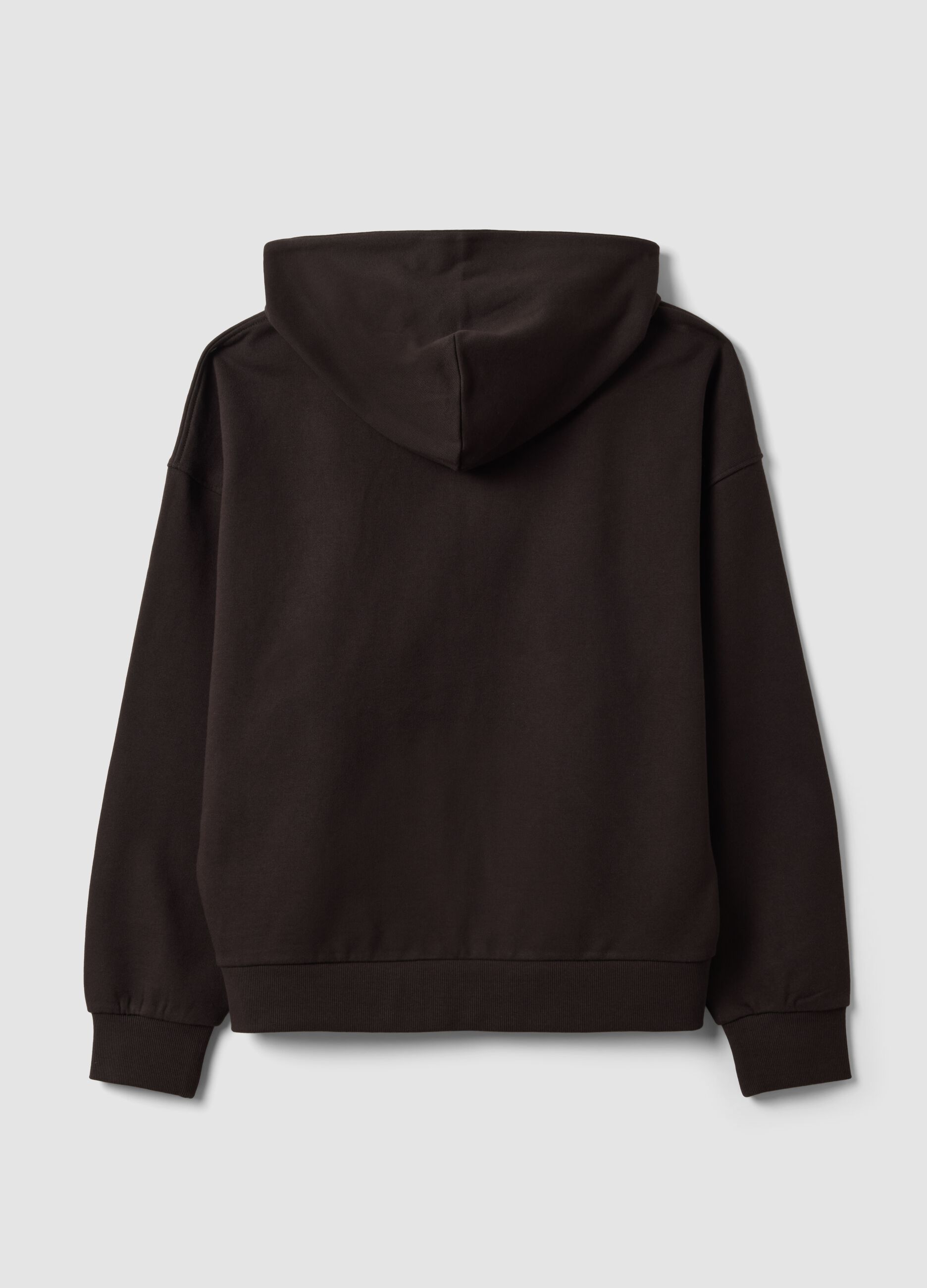 Brown cropped pure cotton hoodie with oversized fit