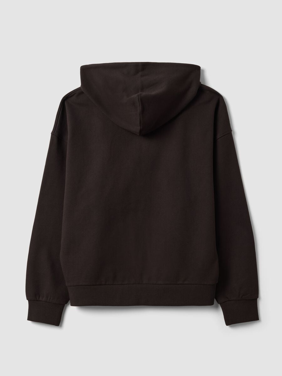 Brown cropped pure cotton hoodie with oversized fit_1