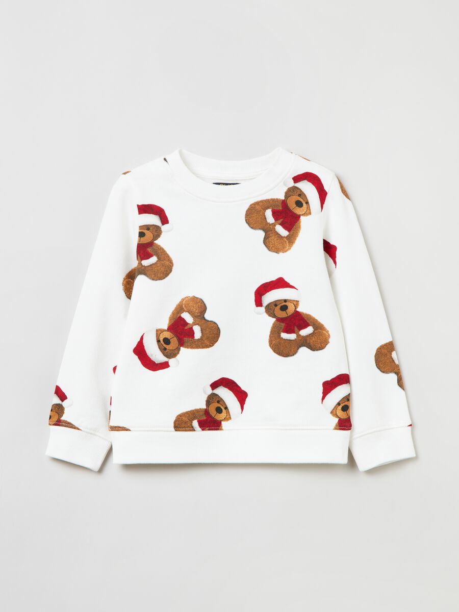 Sweatshirt with round neck and Christmas print_0