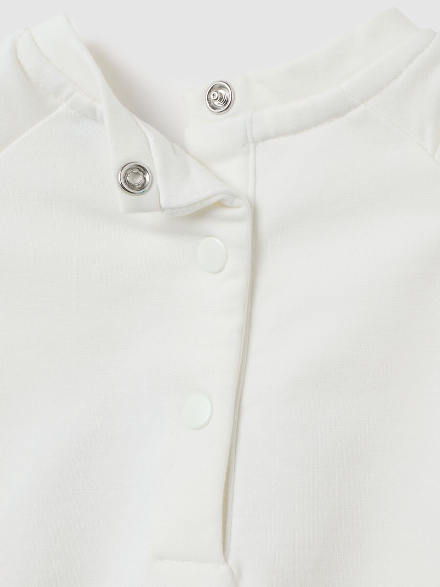 Regular fit white stretch cotton girls' sweatshirt with teddy bears_3