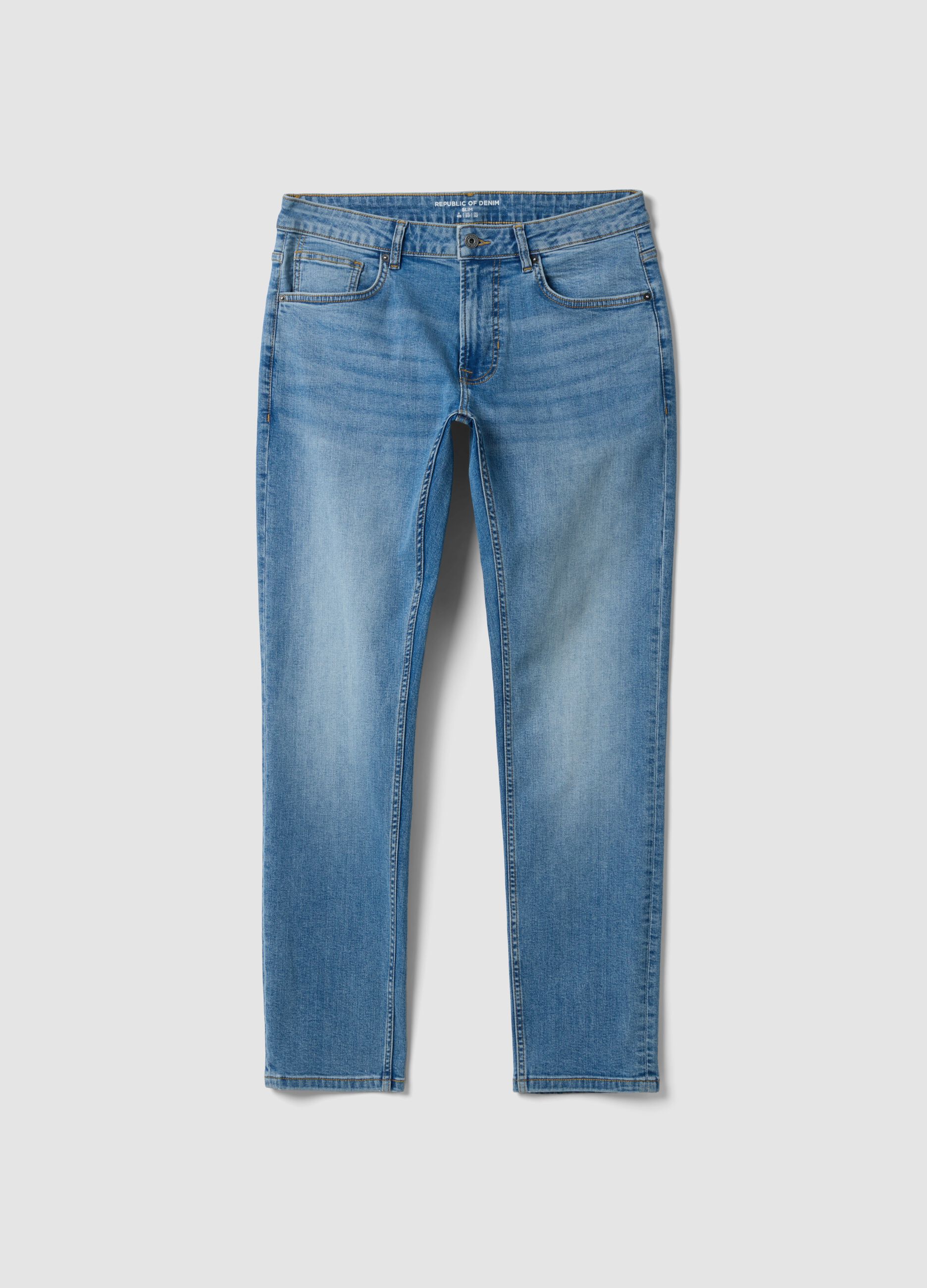 Jeans de ganga slim fit em algod&atilde;o el&aacute;stico