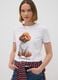T-shirt branca em jersey de algod&atilde;o puro com estampado de c&atilde;o, corte regular_0