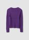 Maglia viola in puro cotone a trecce con scollo profondo a V_2