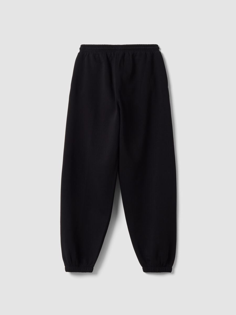 Pantal&oacute;n jogger negro de mezcla de algod&oacute;n con cord&oacute;n_2