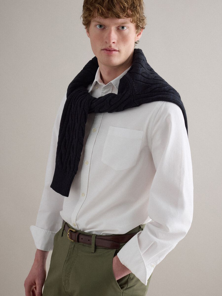 White pure cotton regular fit shirt_0