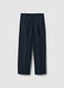 Blue cotton blend straight fit trousers_0