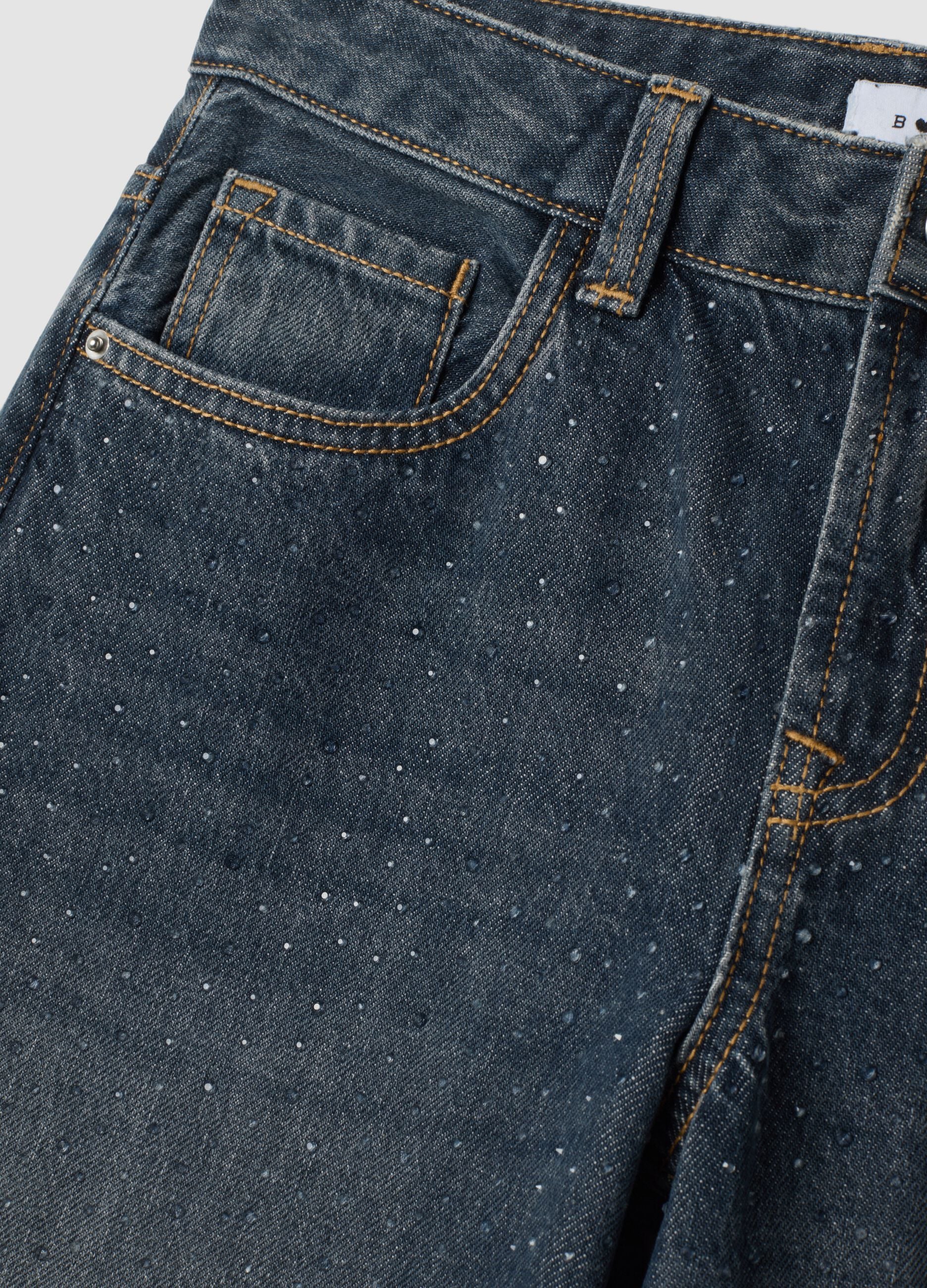 Blaue Denim-Jeans aus reiner Baumwolle mit Super Wide Leg