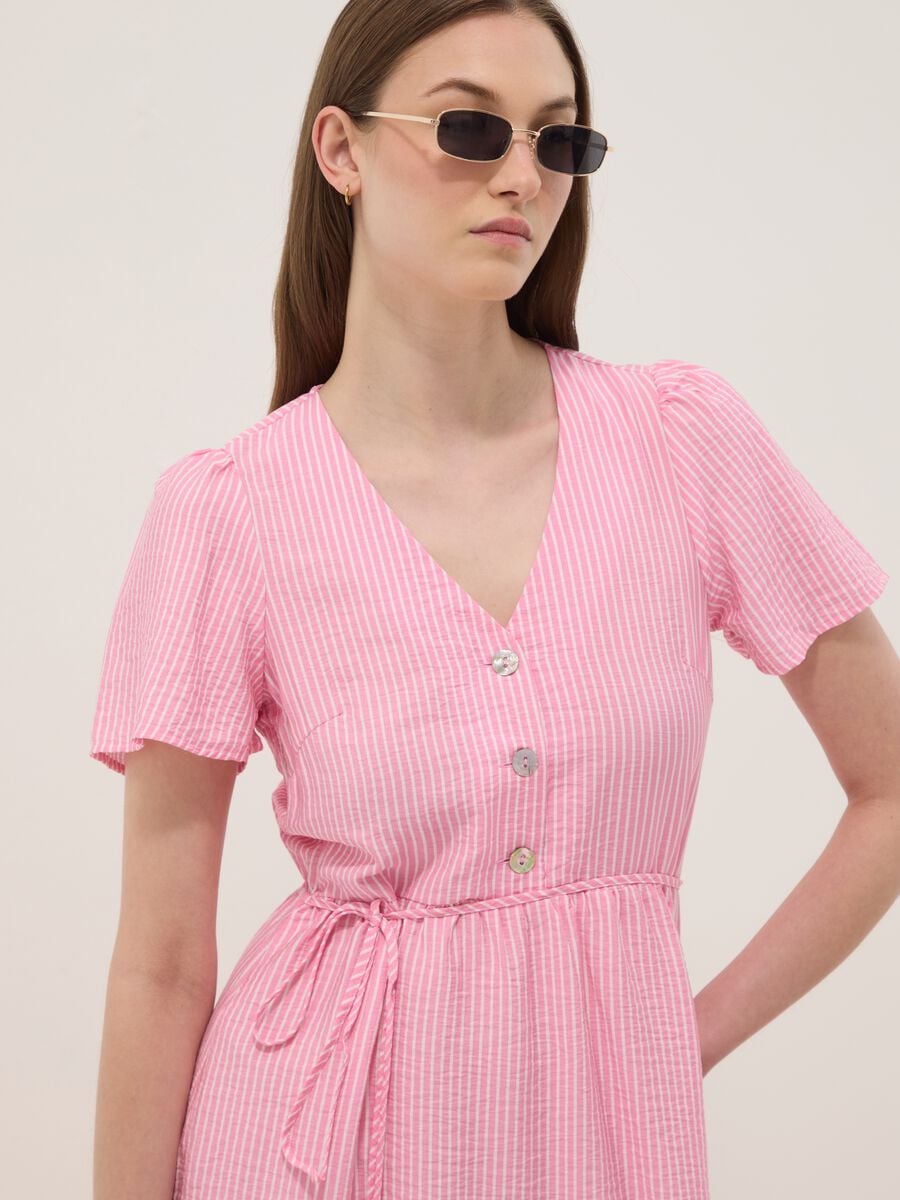 Pink striped viscose-blend dress_3
