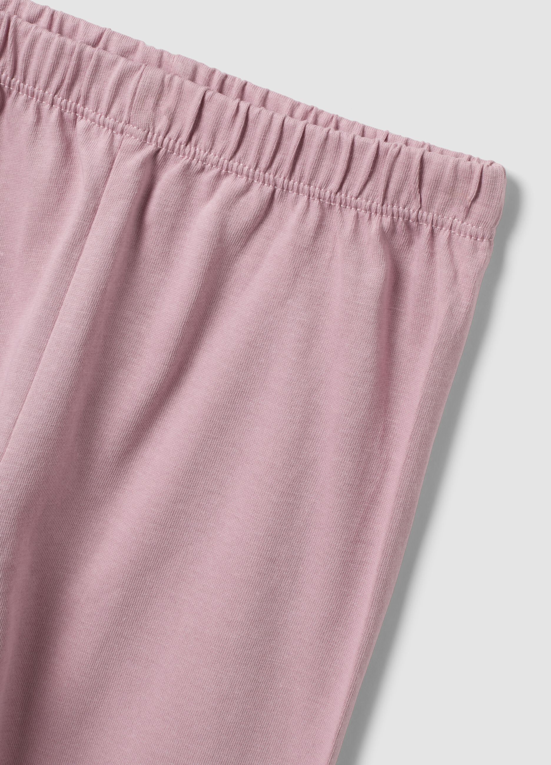 Pigiama rosa in puro cotone jersey organico con maglia e pantaloni per neonata e bimba