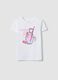Girls' white pure cotton T-shirt regular fit with print_0