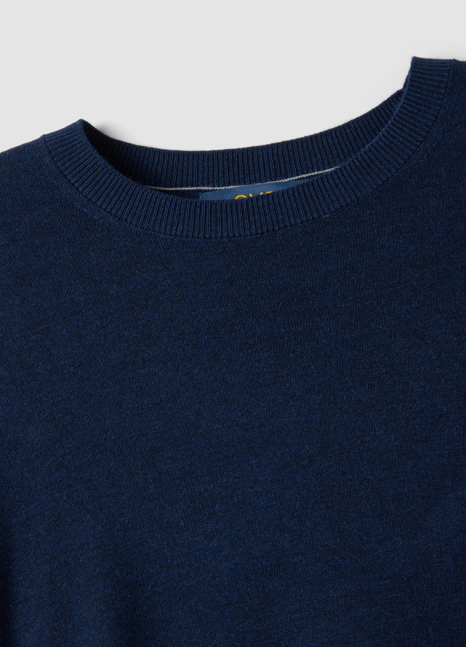 Blauer Rundhalspullover aus Viskosemix, Regular Fit