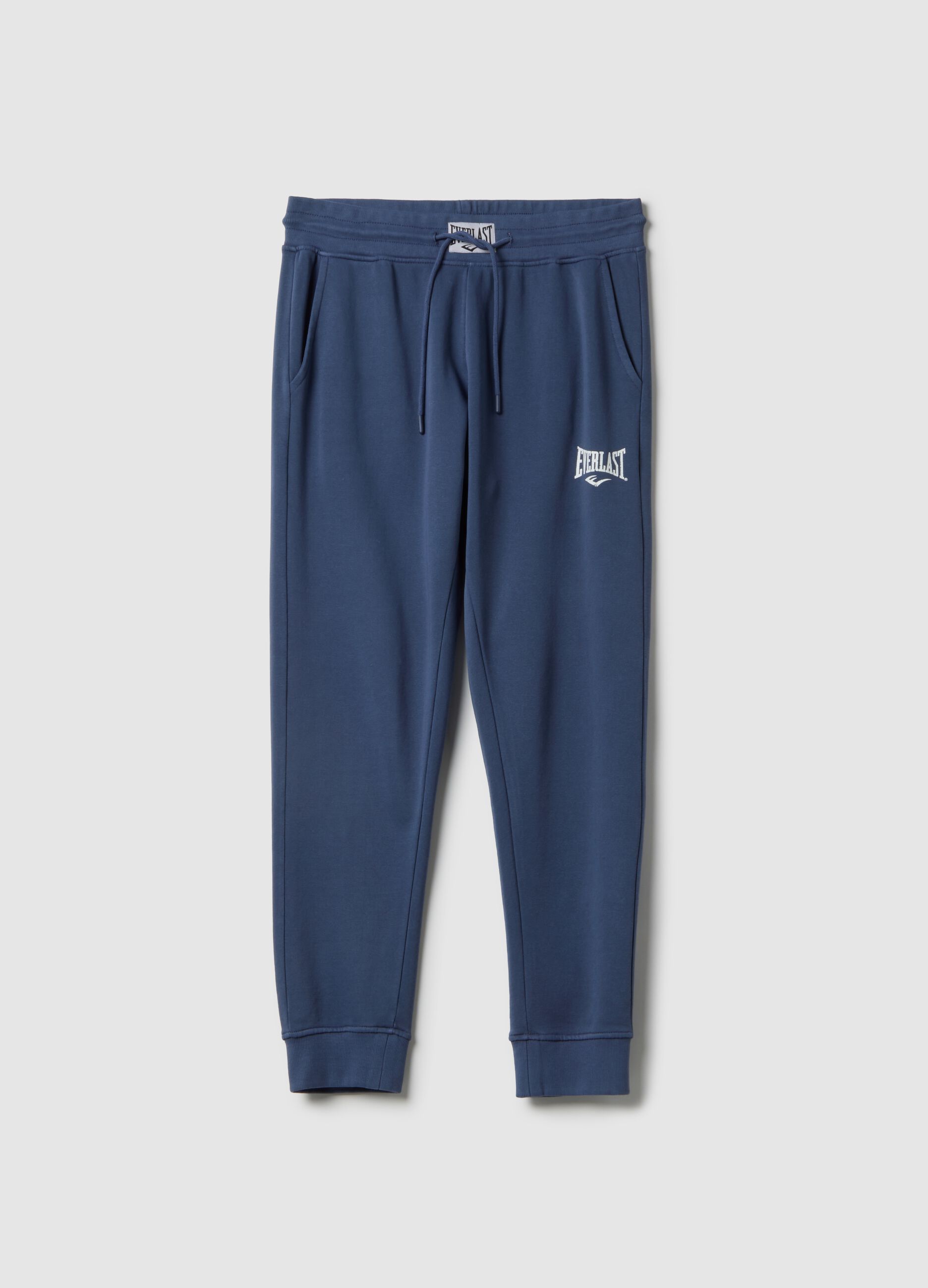 Blue cotton blend jogger trousers regular fit with Everlast logo