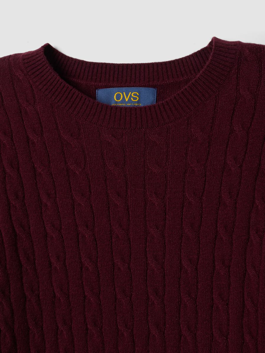 Red cable-knit crew neck jumper, regular fit_5