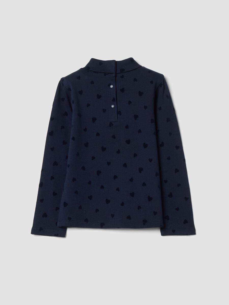 Midnight blue pure cotton heart roll-neck top_1