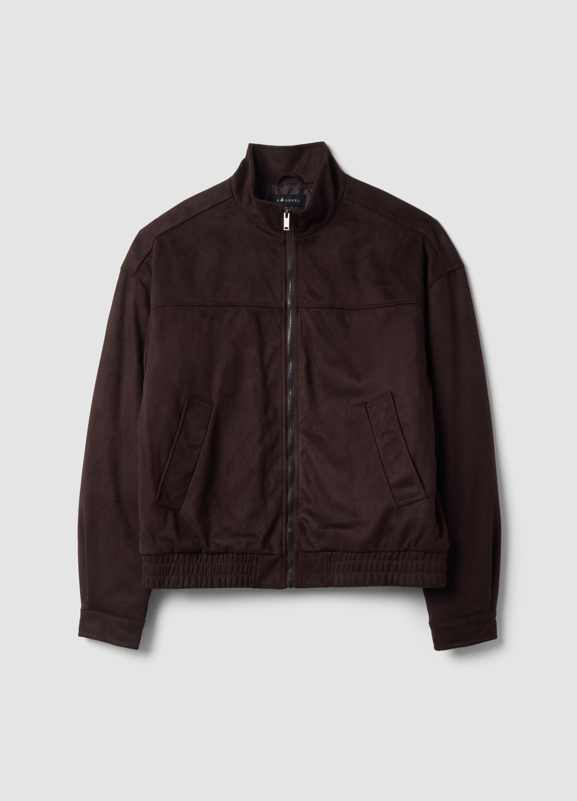 Braune, wattierte Cropped-Jacke mit Rei&szlig;verschluss, Oversized-Fit