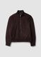 Braune, wattierte Cropped-Jacke mit Rei&szlig;verschluss, Oversized-Fit_0
