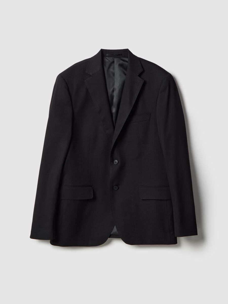 Single-breasted black regular fit blazer_0
