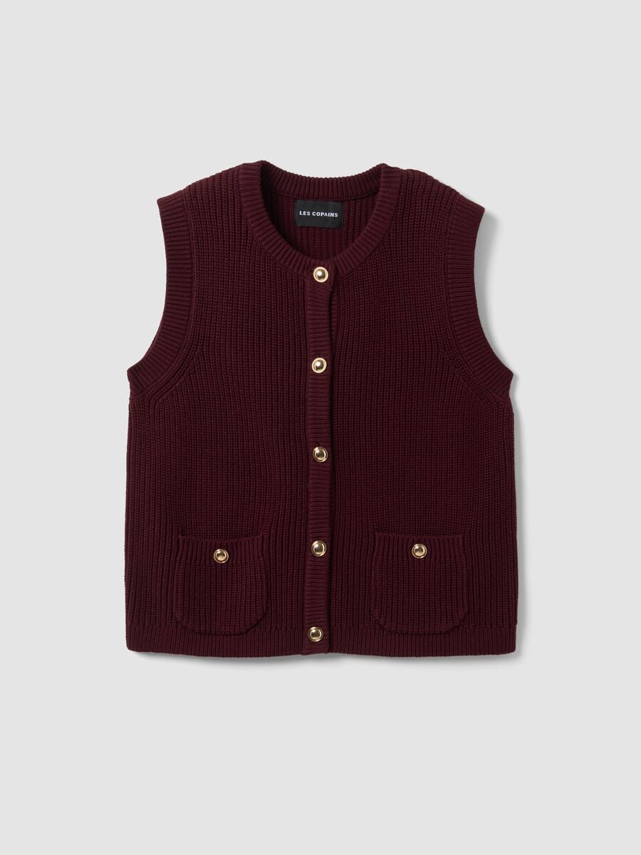 Red pure cotton regular-fit knitted gilet_0