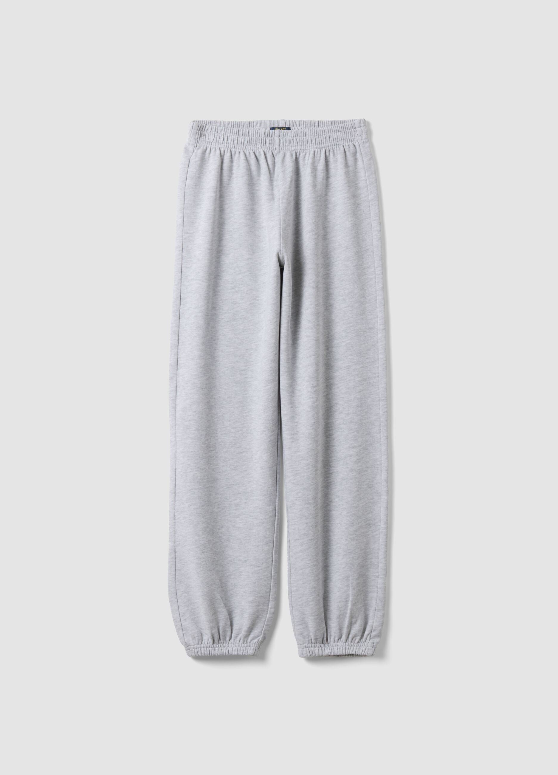 Grey jogger trousers in organic cotton and viscose blend for girls