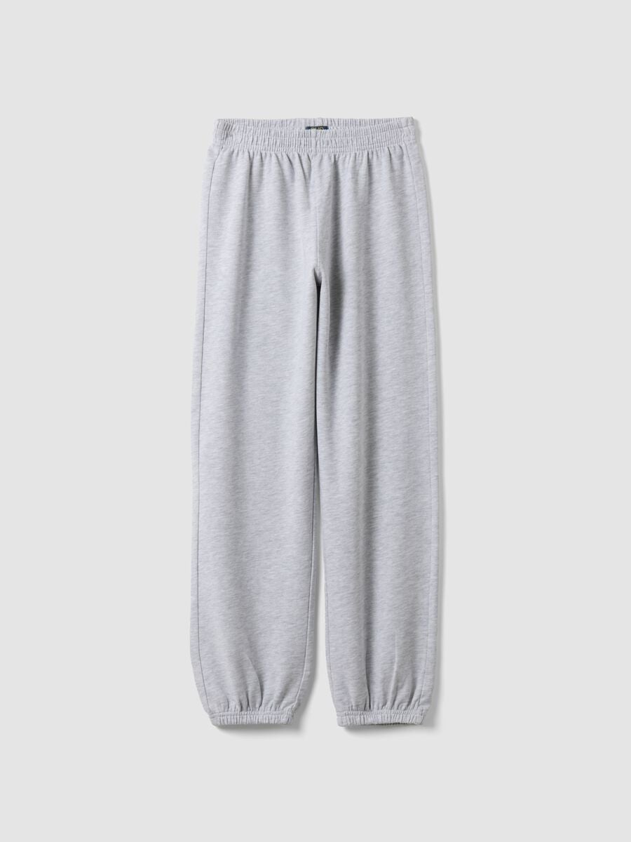 Grey jogger trousers in organic cotton and viscose blend for girls_3