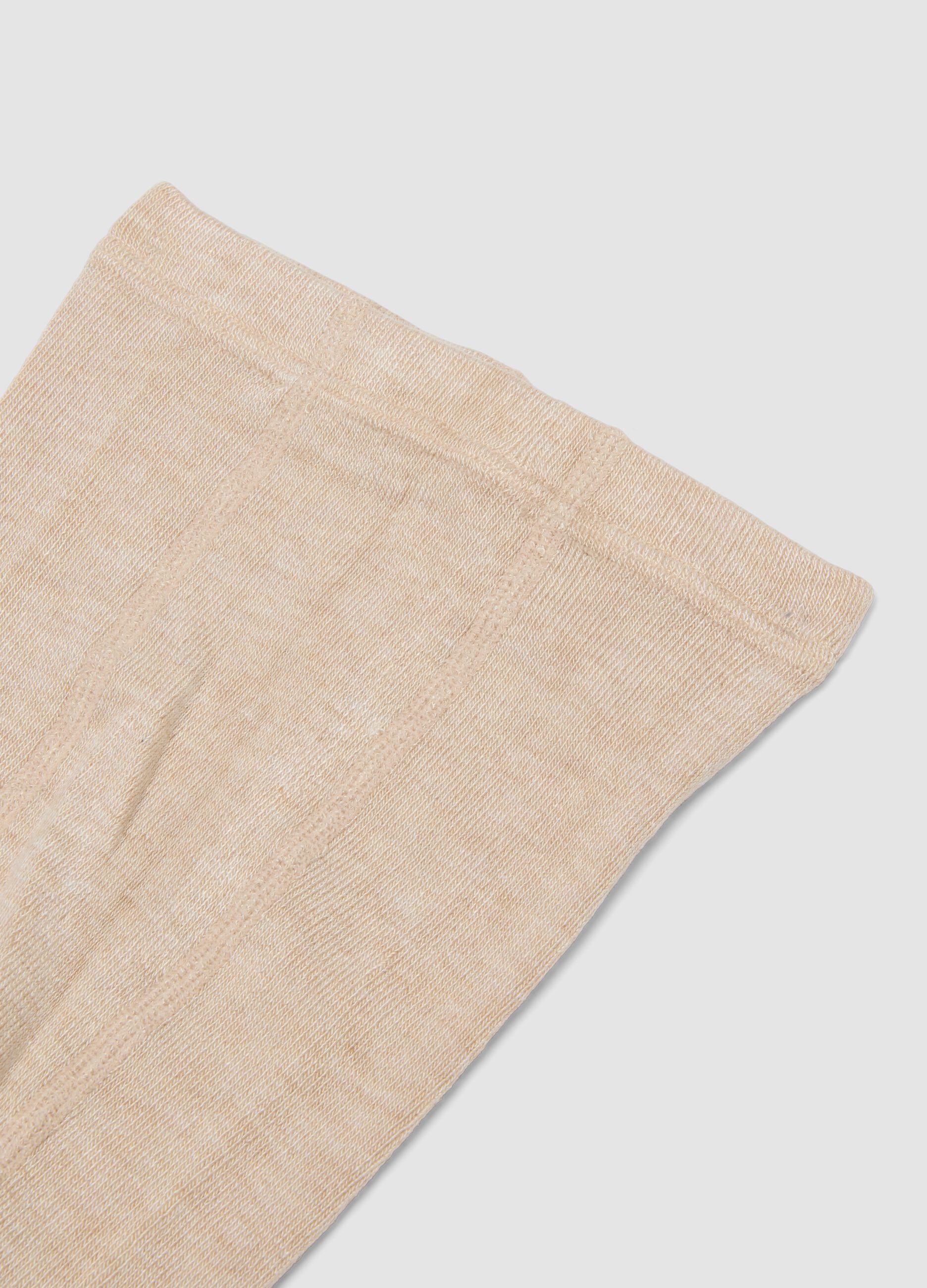 Beige ribbed stretch tights