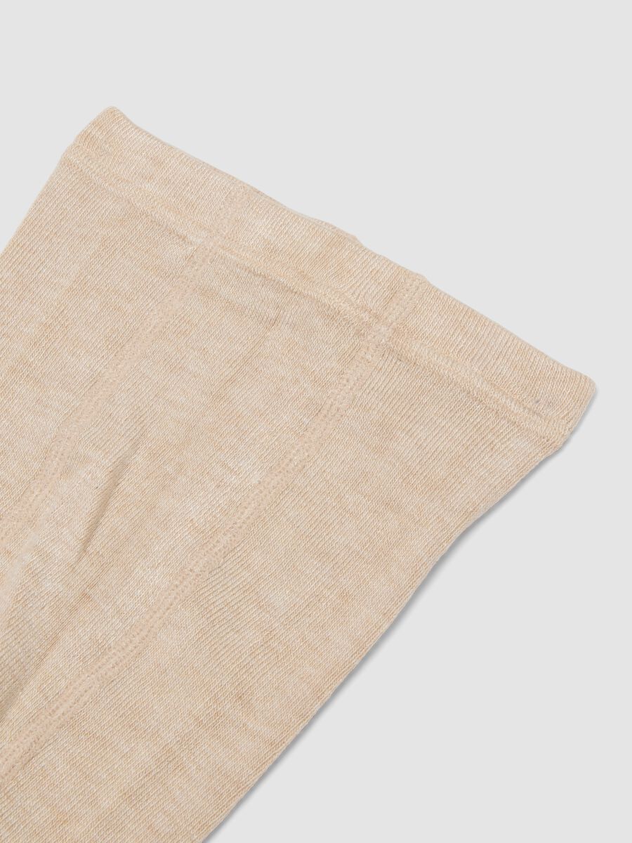 Beige ribbed stretch tights_2