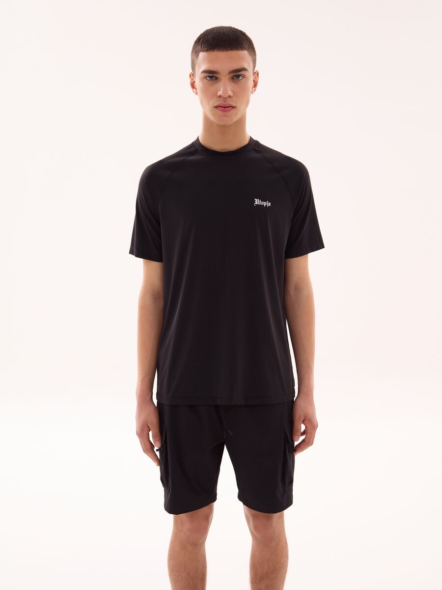 Short Raglan-Sleeved T-shirt Black_1