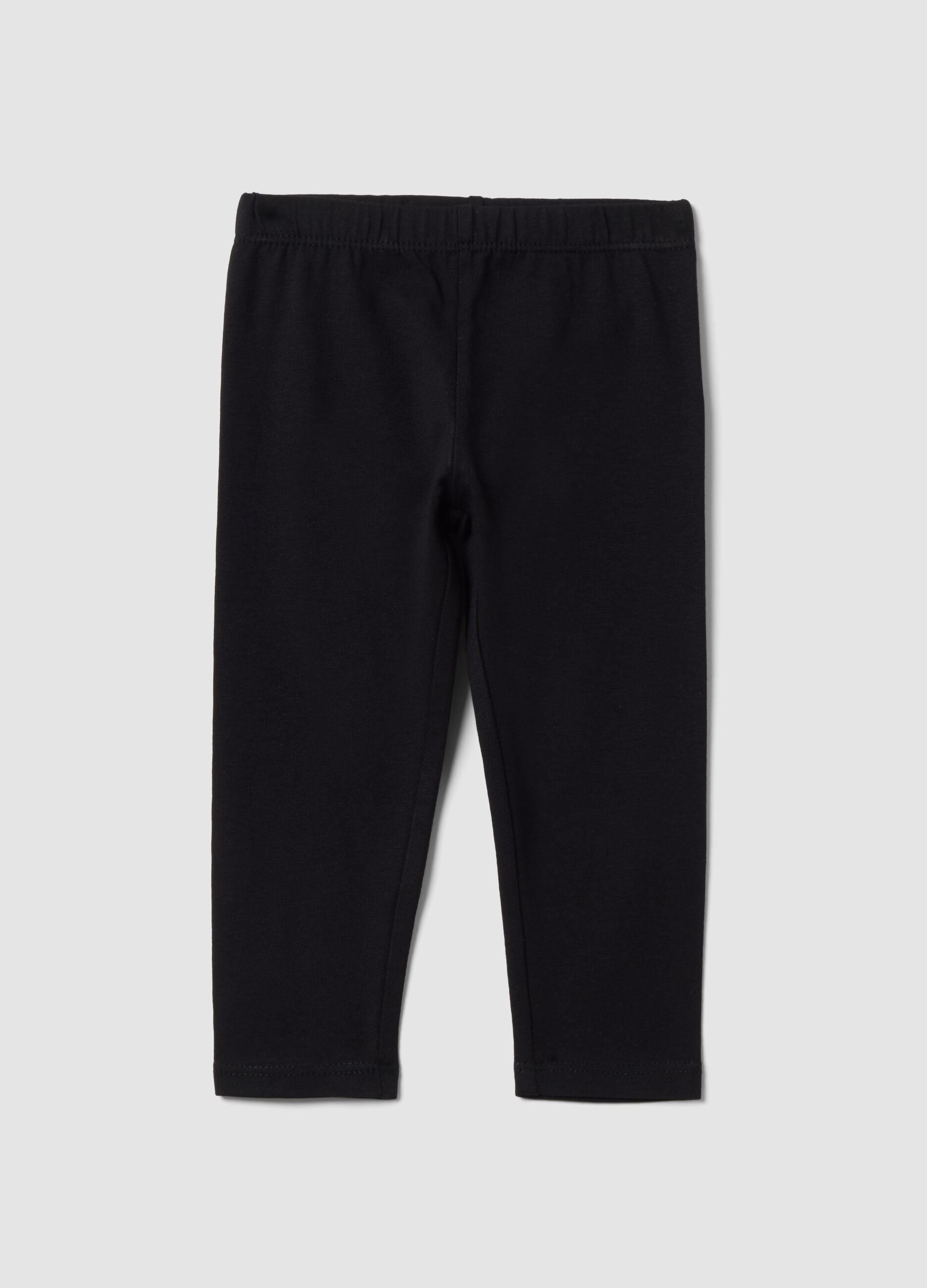 Schwarze Slim-Fit-Leggings aus elastischer Bio-Baumwolle f&uuml;r M&auml;dchen