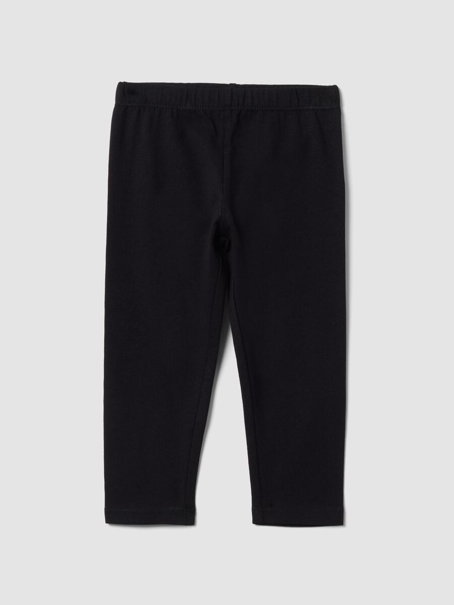 Girls&rsquo; black slim-fit organic stretch cotton leggings_0