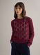 Regular fit red cotton blend jumper with knit pattern_0