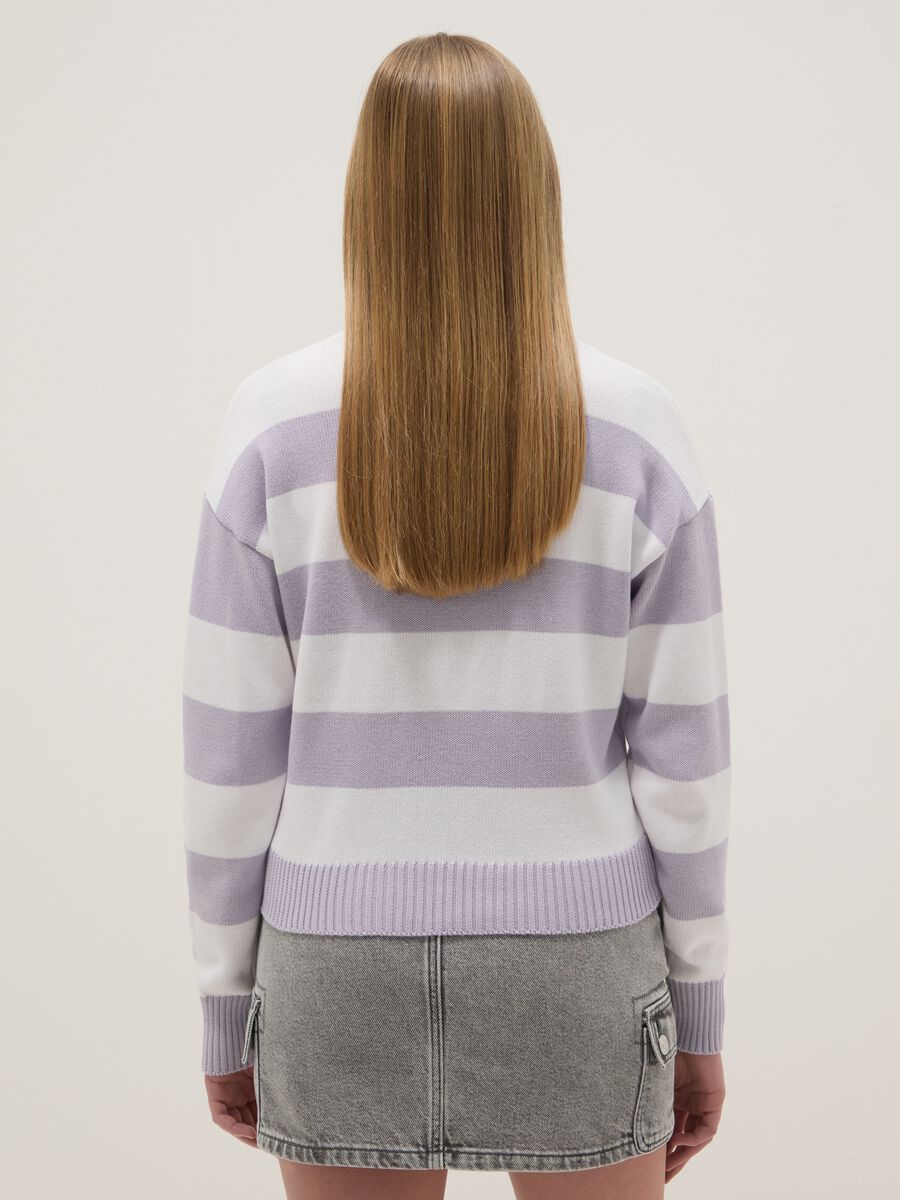 Regular fit girl's multicoloured striped cotton blend jumper_1