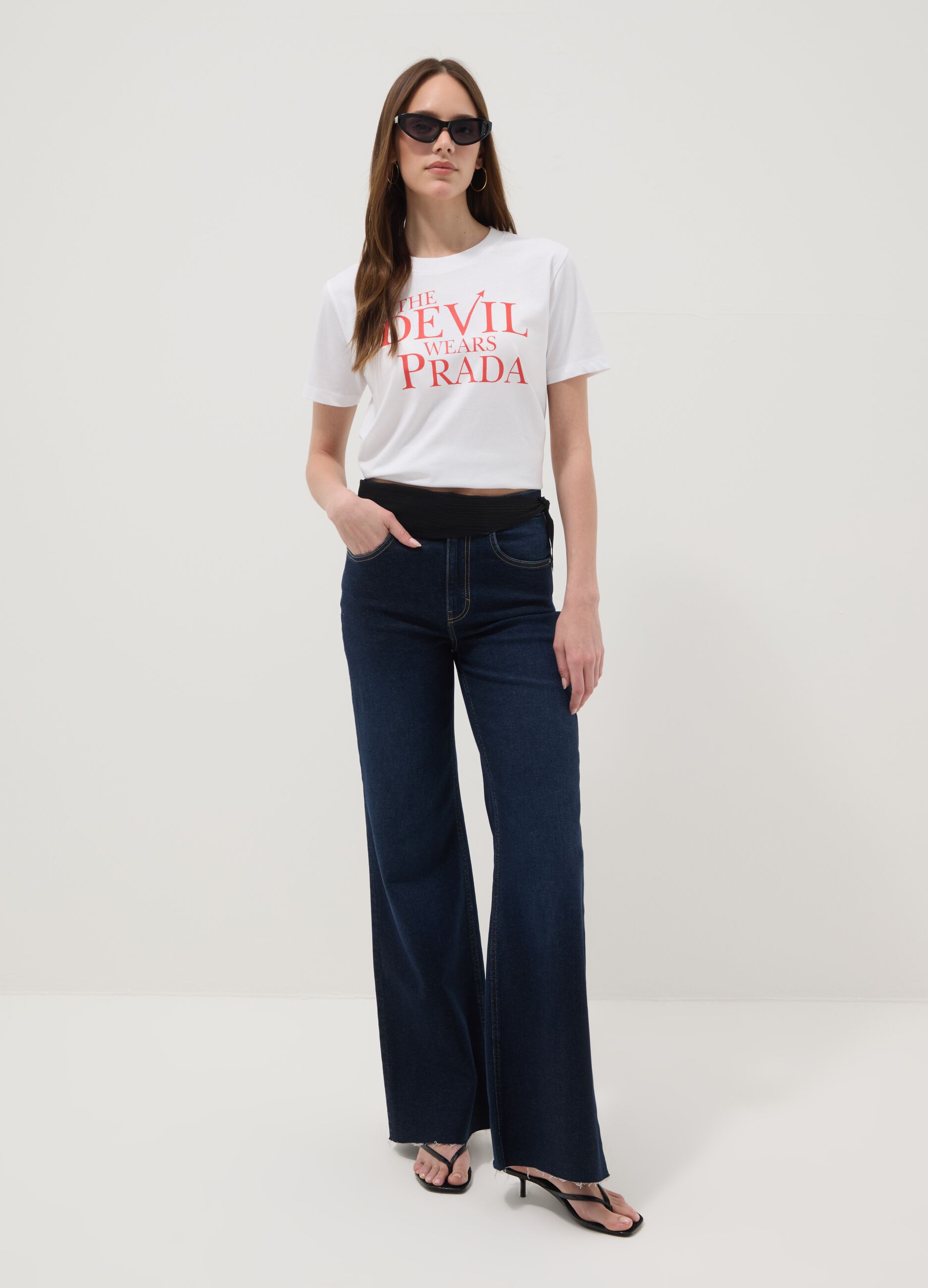 Camiseta blanca de algod&oacute;n puro regular fit 'The Devil wears Prada'
