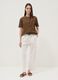 Brown pure cotton T-shirt with broderie anglaise embroidery_1