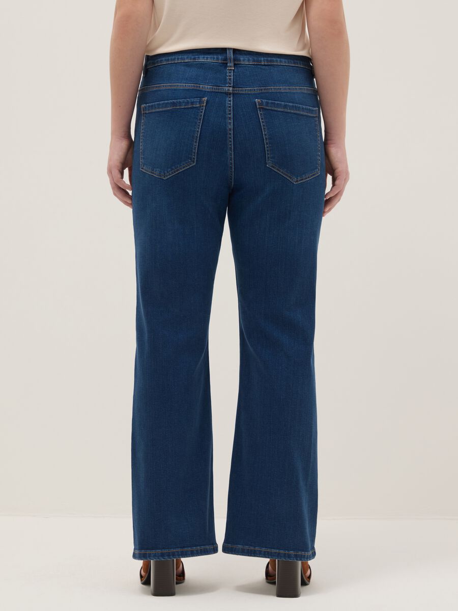 Blue stretch cotton flare jeans_2