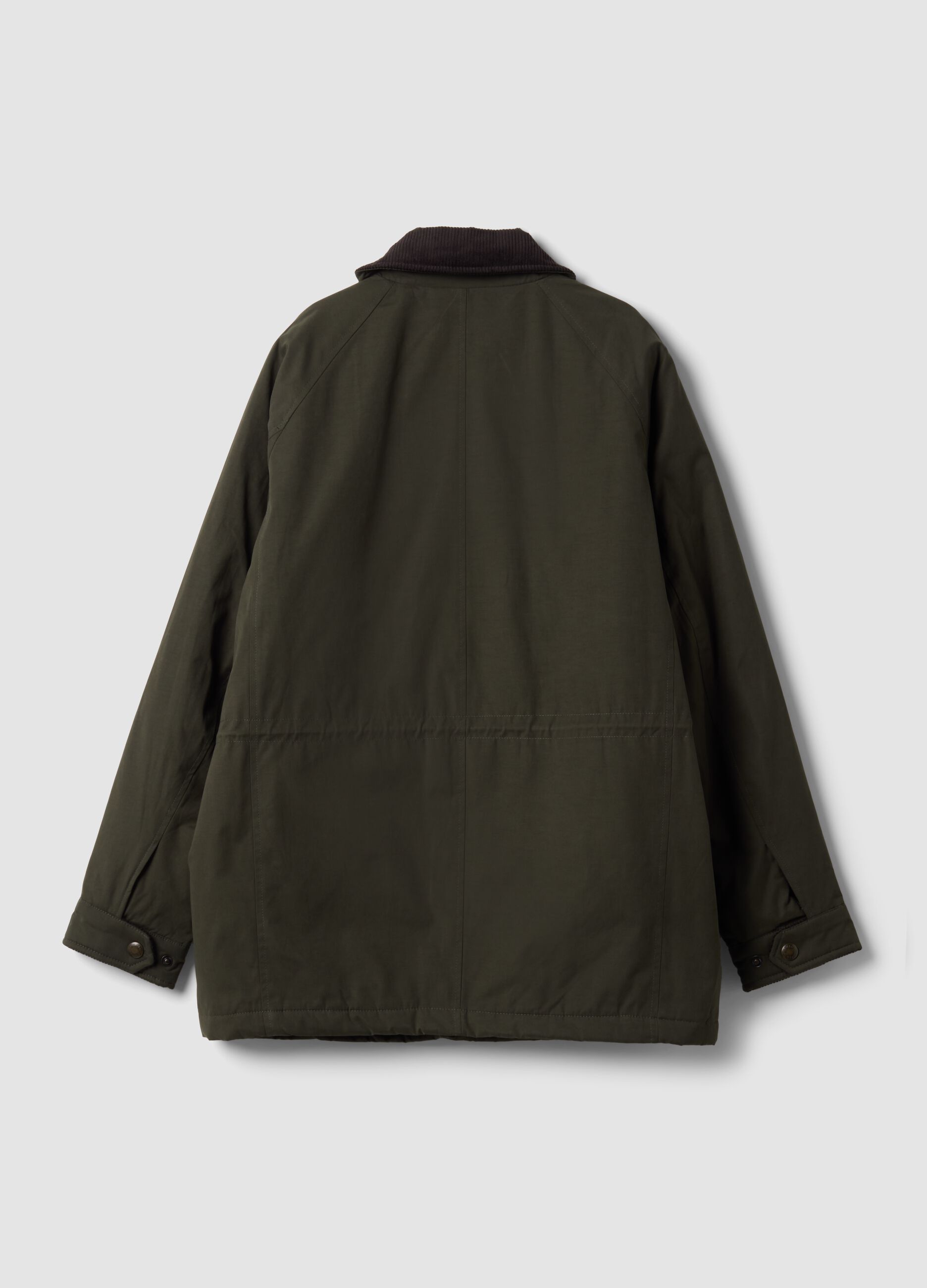 Green regular-fit jacket with zip and ribbed collar
