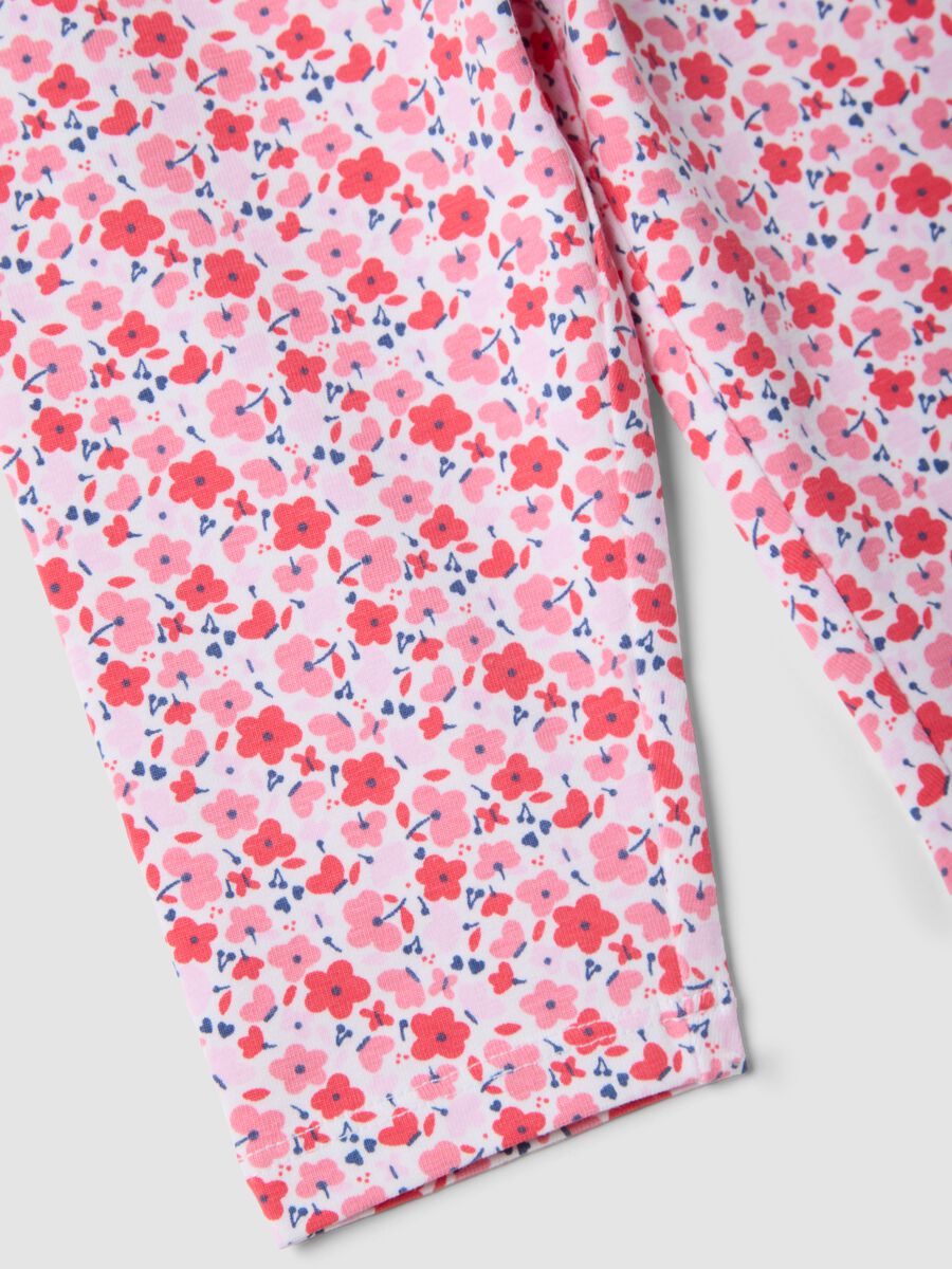 Leggings slim in cotone elasticizzato multicolor da bimba con fiori_3