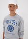 Grey cotton and viscose blend sweatshirt with &ldquo;Victory&rdquo; slogan for boys_0