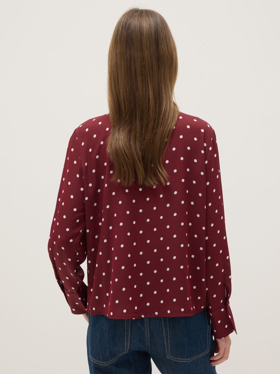 Burgunderrot Polka-Dot-Krepphemd_2