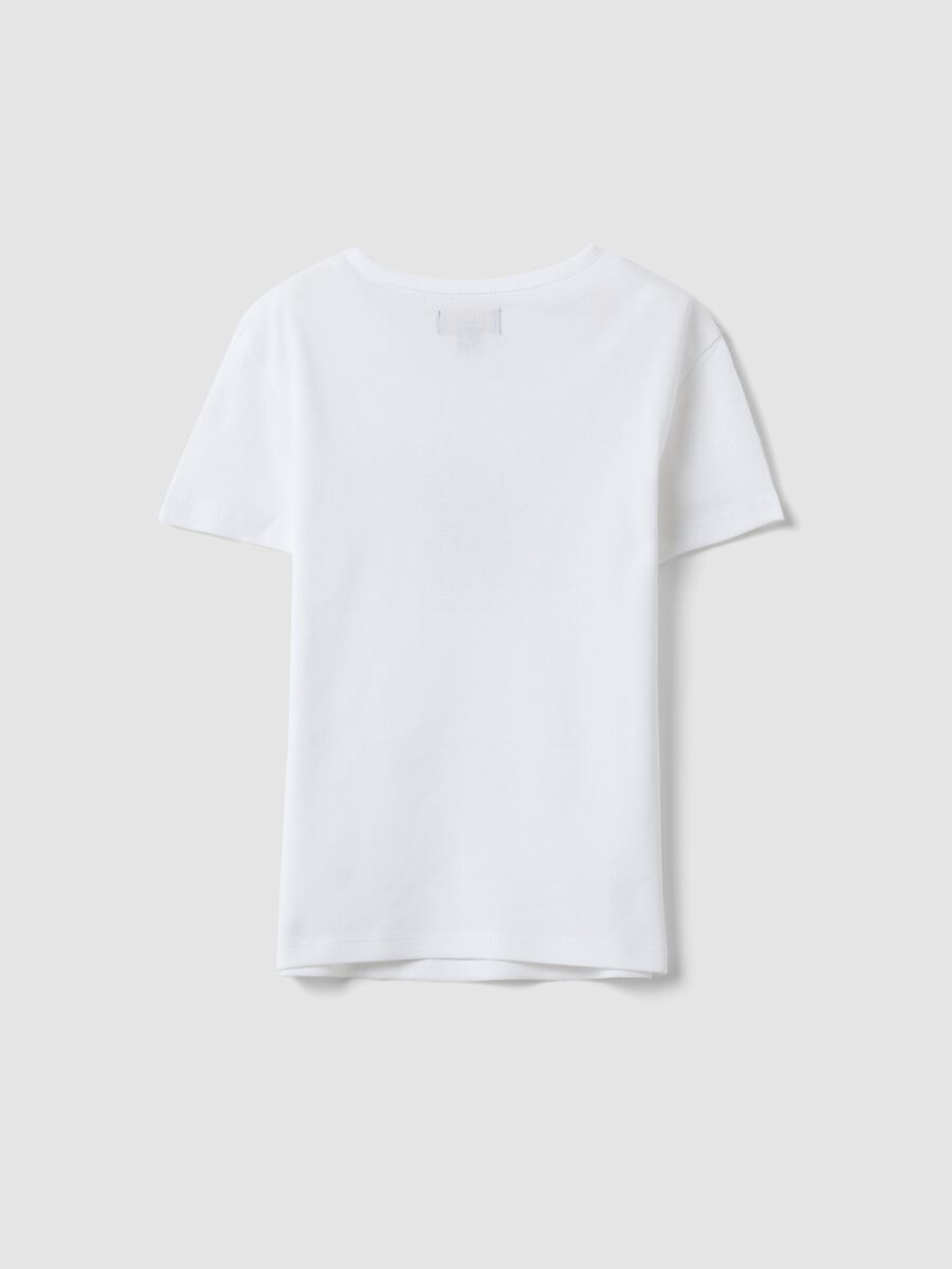 Girls&rsquo; white pure cotton slim-fit T-shirt with dog print_1