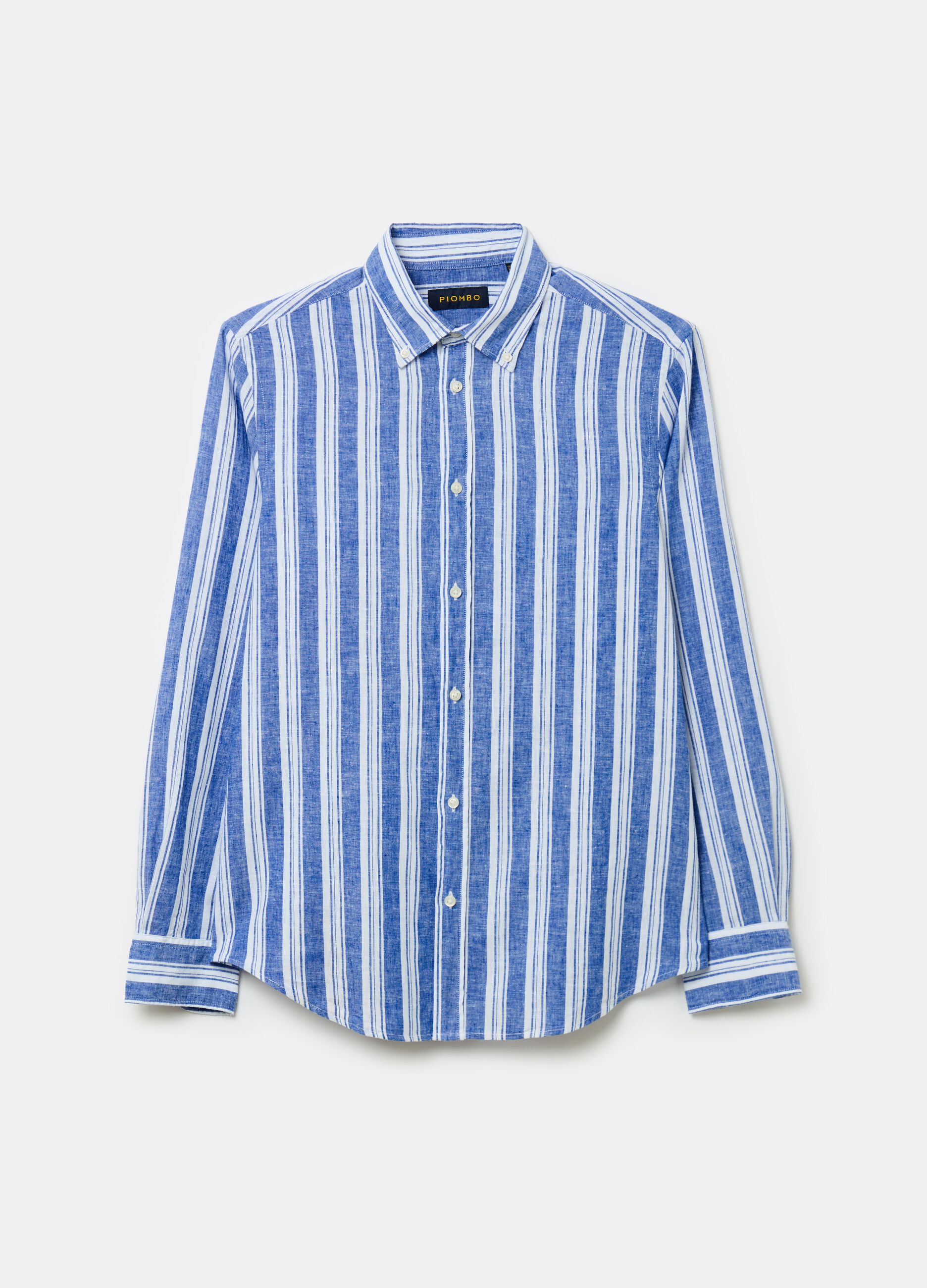 Striped linen and cotton shirt