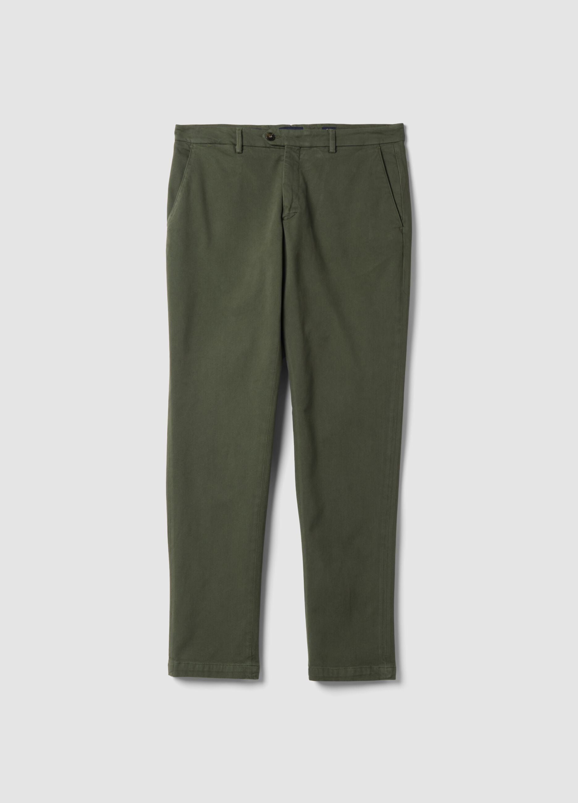 Pantaloni chino grigi in cotone e modal elasticizzato