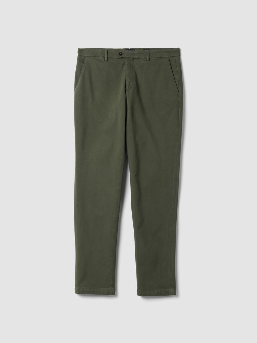 Pantaloni chino grigi in cotone e modal elasticizzato_0