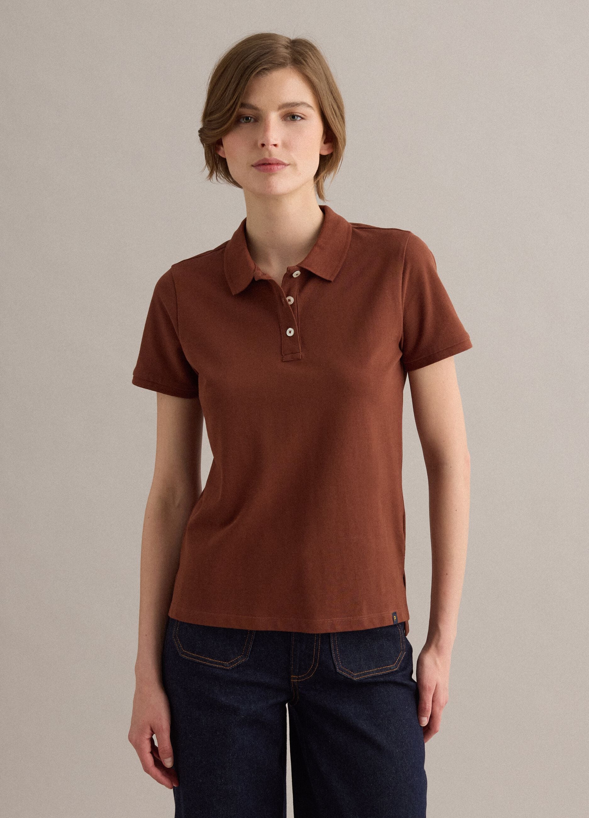 Sky blue regular-fit polo in 100% organic cotton