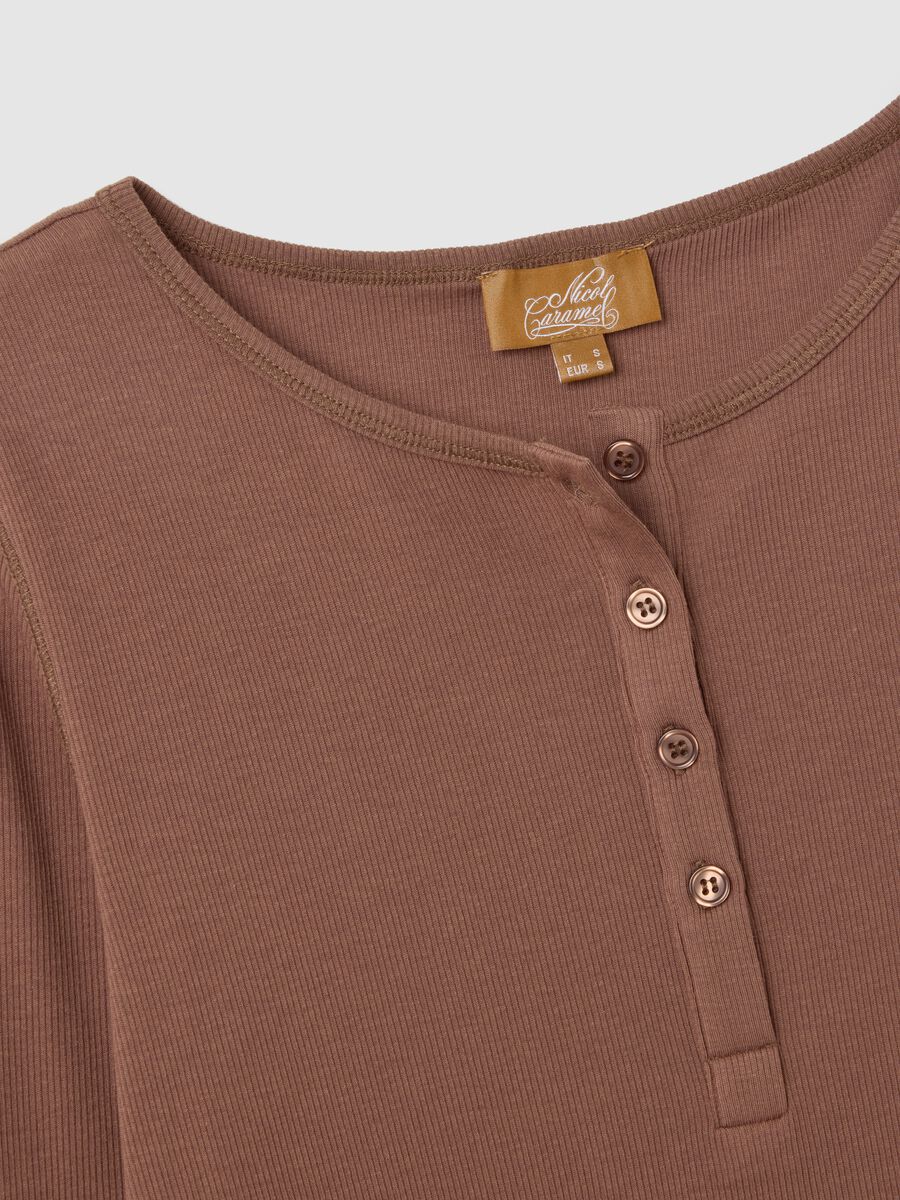 Brown Long Sleeve Stretch Maternity T-Shirt_5