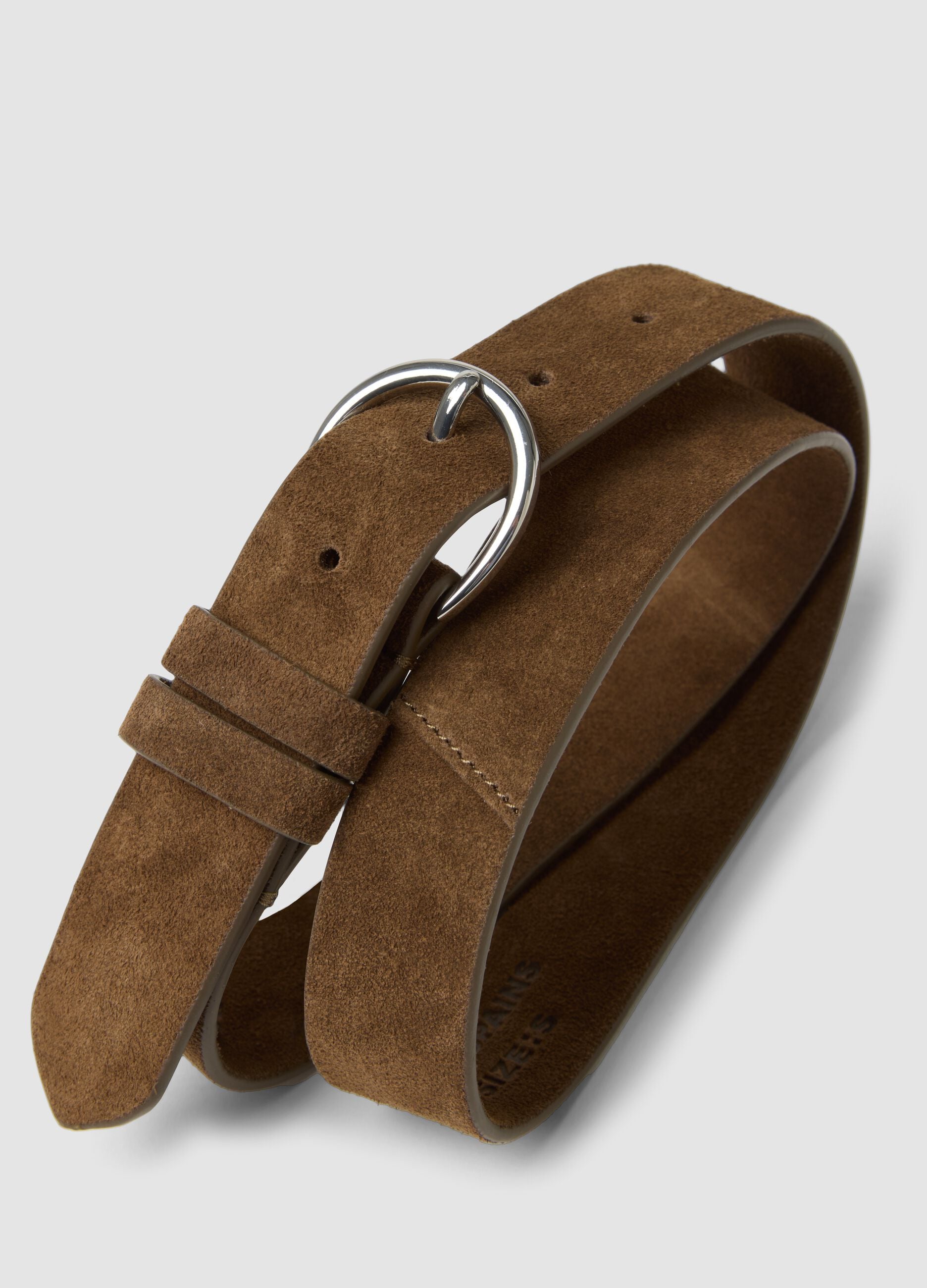 Brauner G&uuml;rtel aus echtem Leder mit ovaler Schnalle