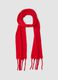 Soft red scarf with fringes_0